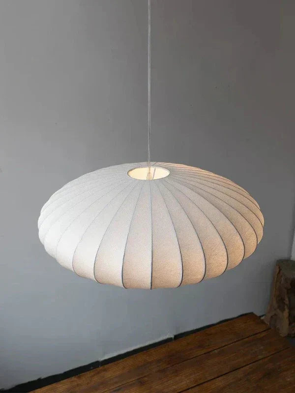 LUMINAIRE – Elegant Silk Hanging Lamp with Crystals