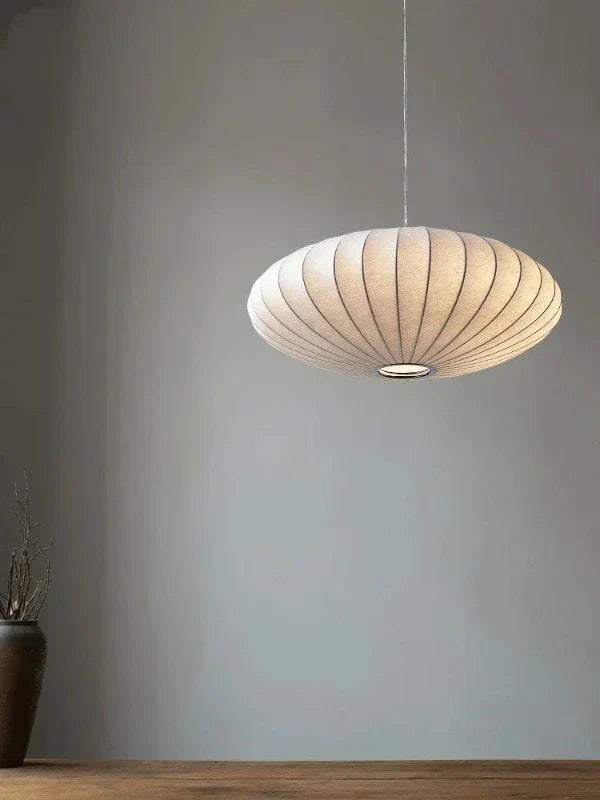 LUMINAIRE – Elegant Silk Hanging Lamp with Crystals
