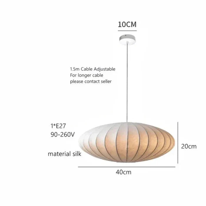 LUMINAIRE – Elegant Silk Hanging Lamp with Crystals