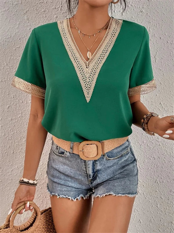 Chic Women's V-Neck Lace Top