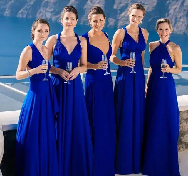 Versatile Floor-Length Bridesmaid Dress with Style Options