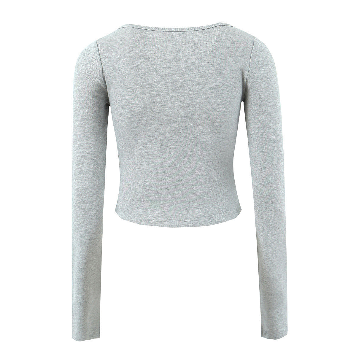 Lace-Trimmed Gray Knit Top & Pants Set
