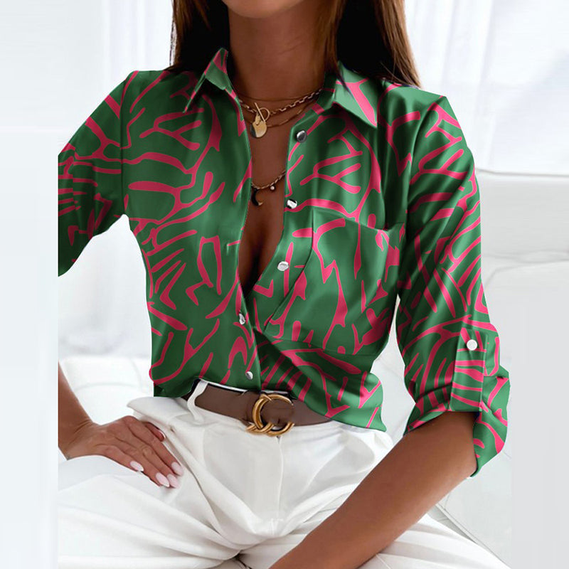 Elegant Women's Turn-Down Collar Blouse