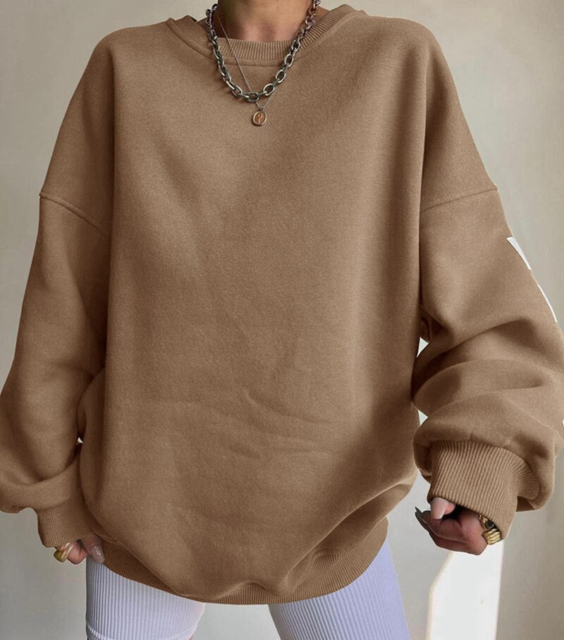 Cozy O Neck Long Sleeve Hoodie