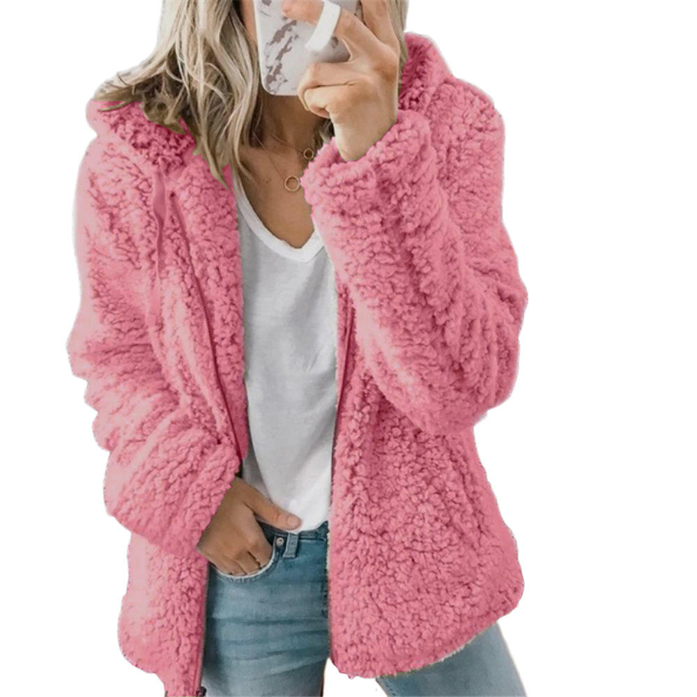 Elegant Teddy Fur Coat with Pockets
