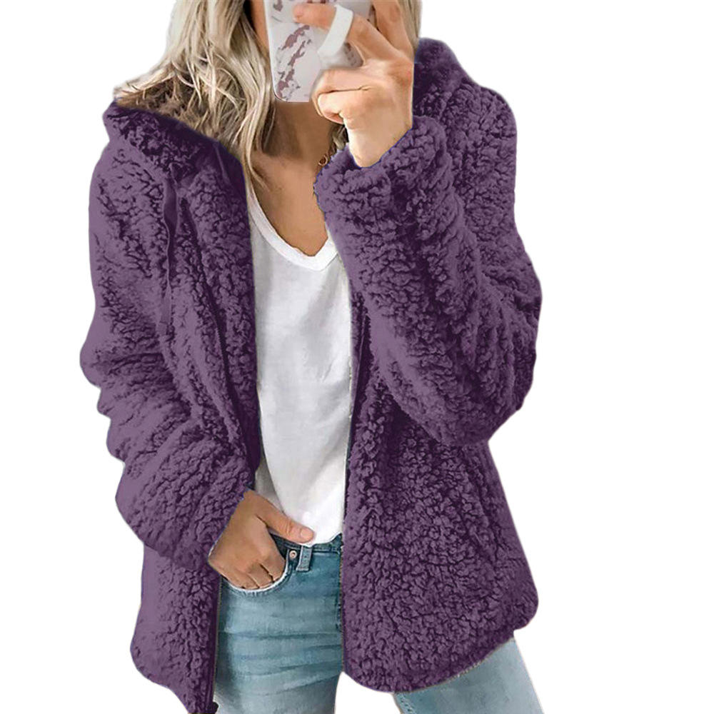 Elegant Teddy Fur Coat with Pockets