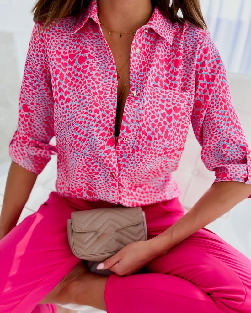 Chic Long Sleeve Printed Blouse
