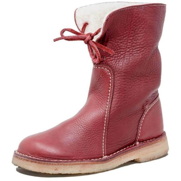 Cozy Waterproof Leather Boots with Wool Lining