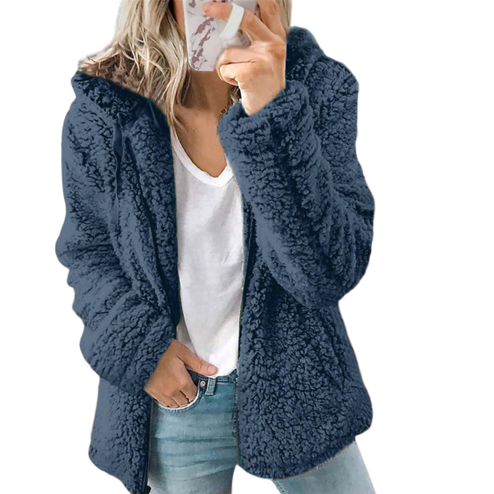 Elegant Teddy Fur Coat with Pockets