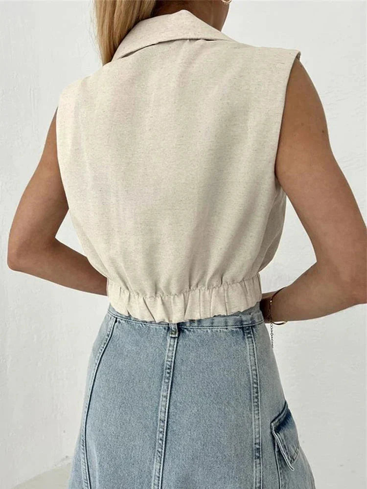 Elegant Sleeveless Blazer Top for Modern Style