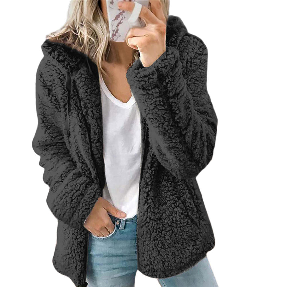 Elegant Teddy Fur Coat with Pockets