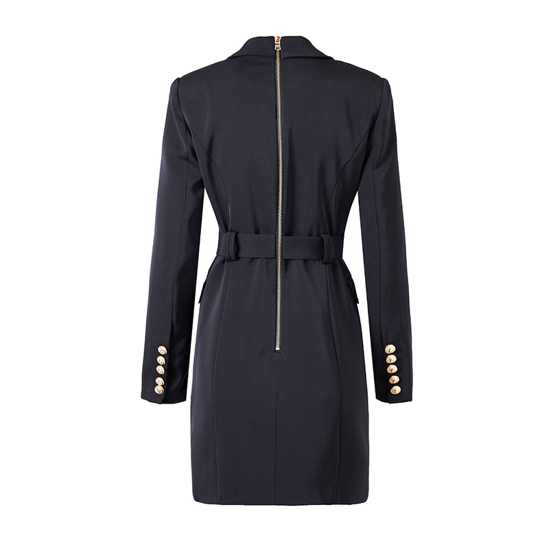 Elegant Blazer Dress with Waist Belt
