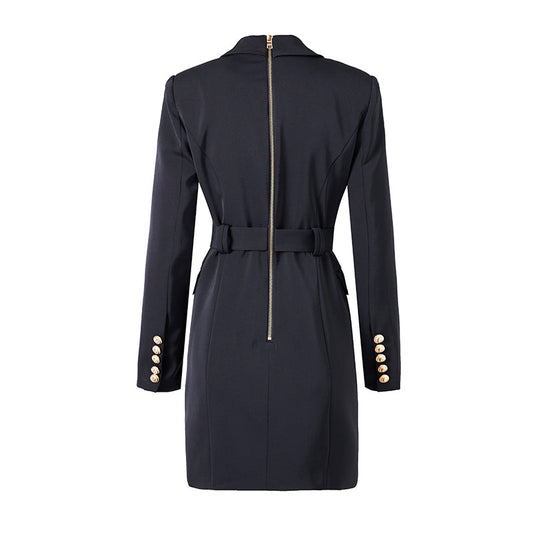 Elegant Blazer Dress with Waist Belt