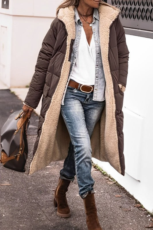 Cozy Reversible Long Winter Coat for Women