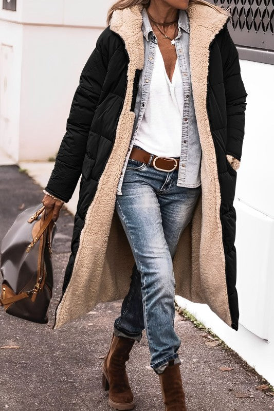 Cozy Reversible Long Winter Coat for Women