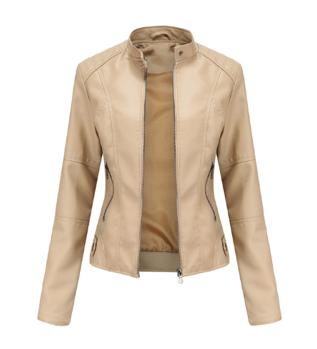 Stylish Women's Mao Collar Leather Jacket