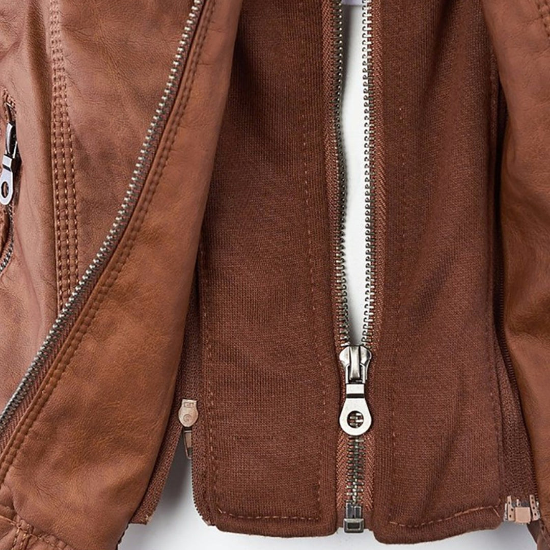 Chic Women's Hooded Leather Jacket