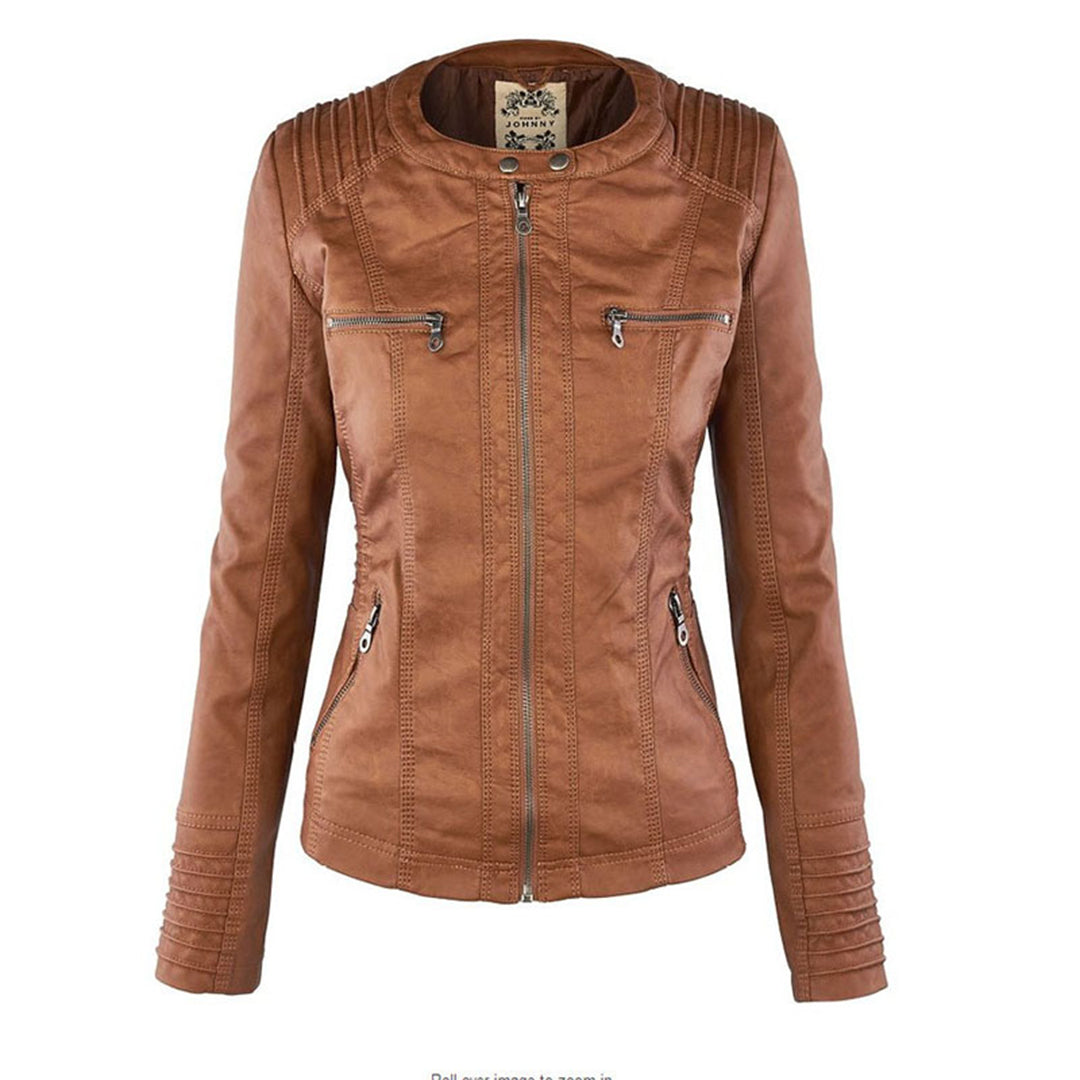 Chic Women's Hooded Leather Jacket