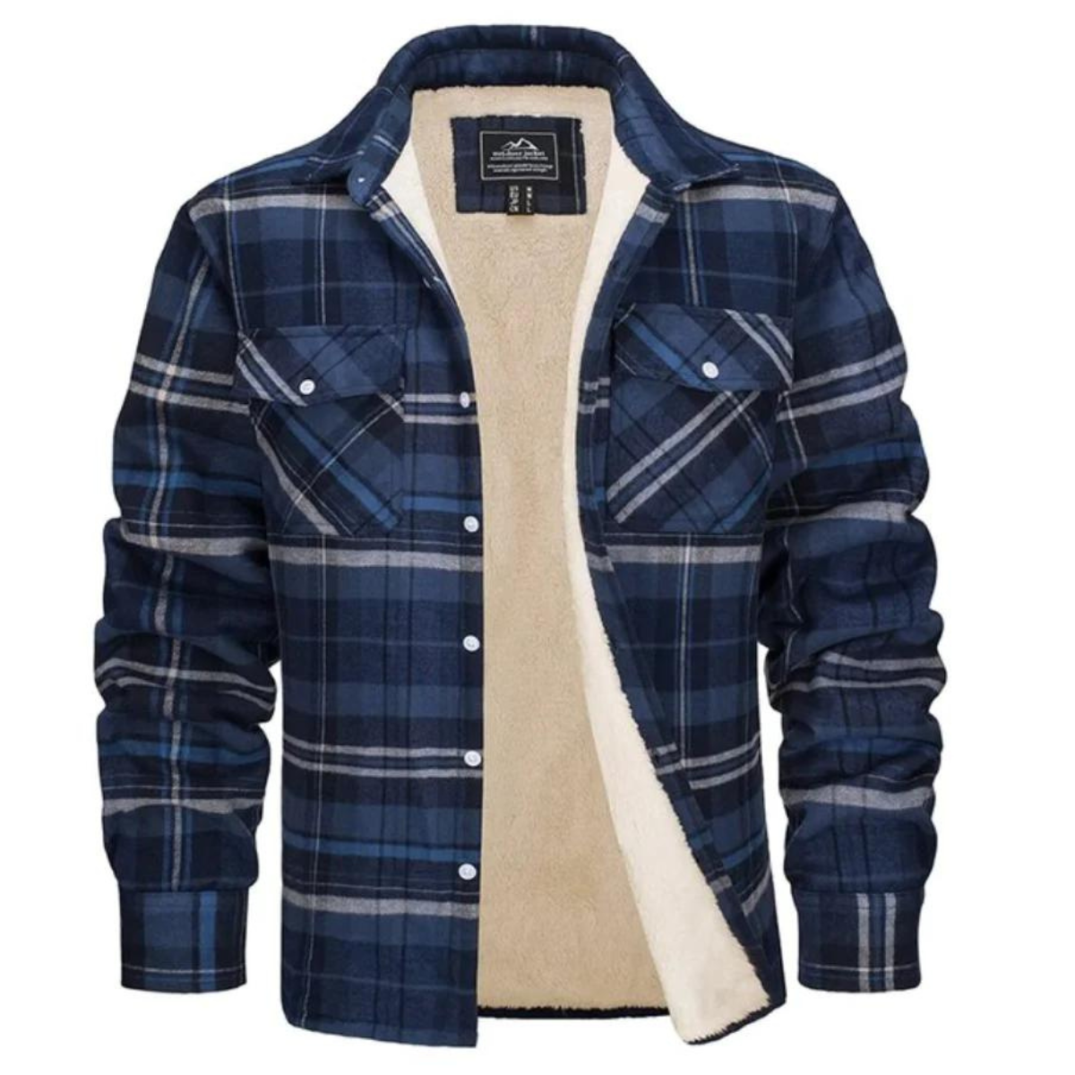 Stylish Fleece-Lined Checked Winter Jacket