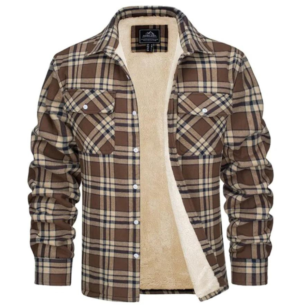 Stylish Fleece-Lined Checked Winter Jacket