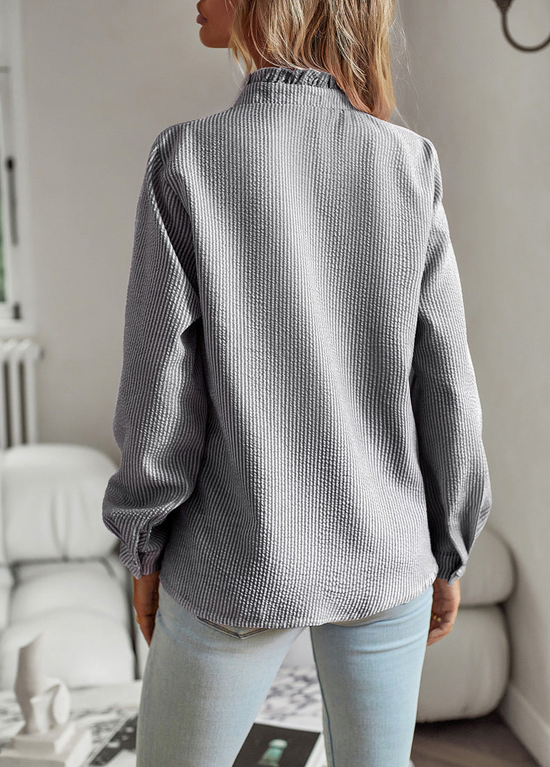 Chic Striped Ruffle Blouse for Women
