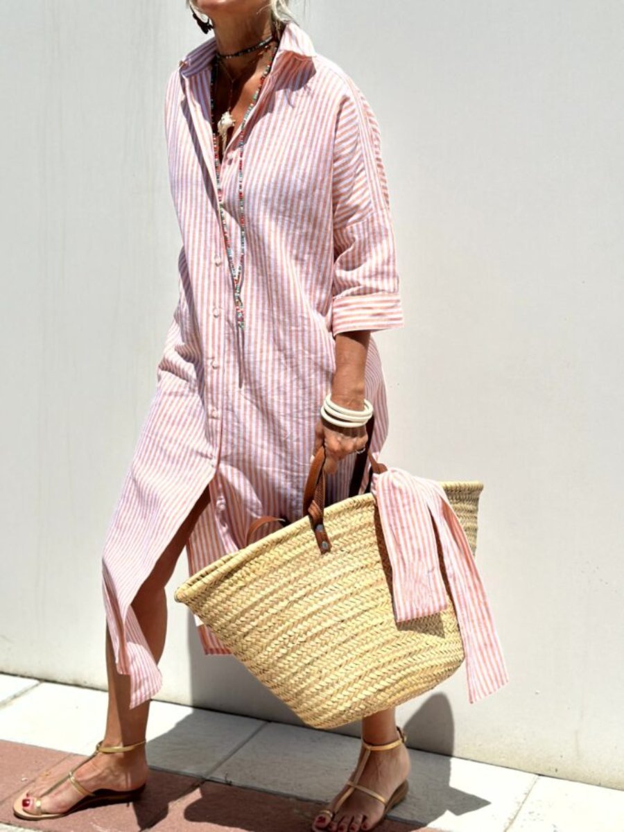 Chic Classic Striped Shirt Dress