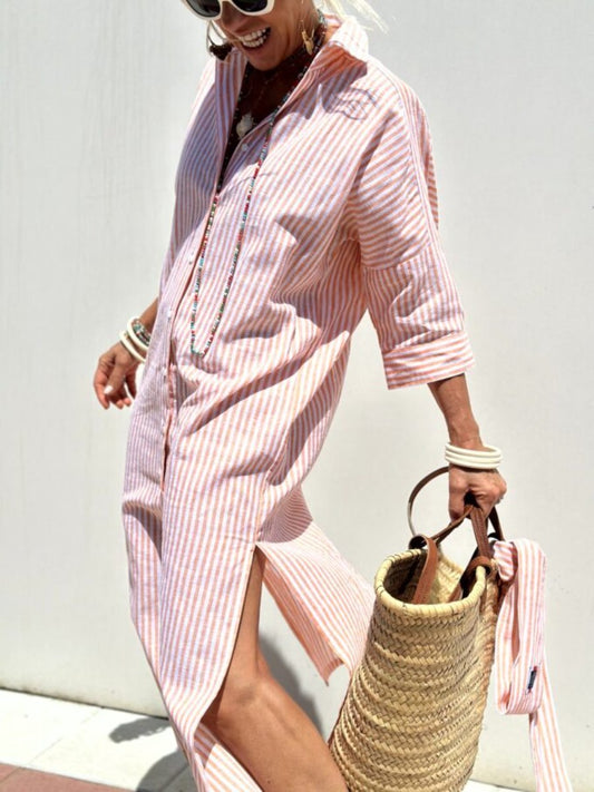 Chic Classic Striped Shirt Dress