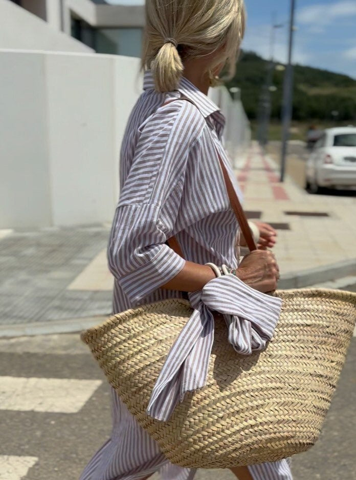 Chic Classic Striped Shirt Dress