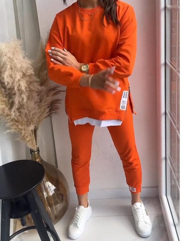 Chic Cotton-Polyester Sweatshirt & Trouser Set