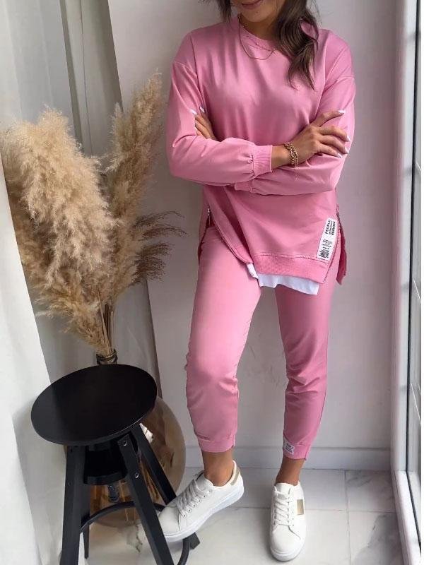 Chic Cotton-Polyester Sweatshirt & Trouser Set