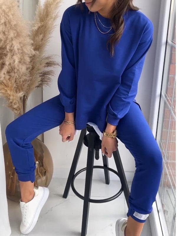 Chic Cotton-Polyester Sweatshirt & Trouser Set