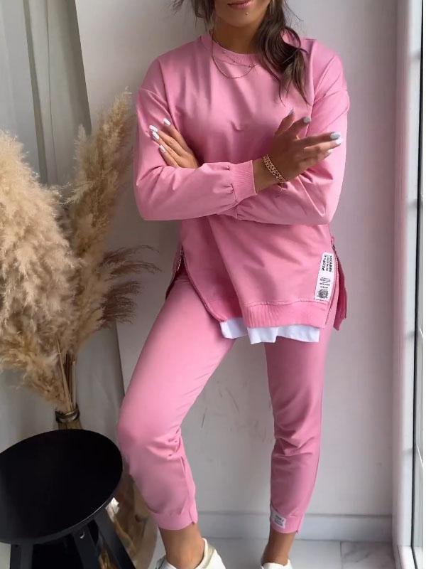 Chic Cotton-Polyester Sweatshirt & Trouser Set