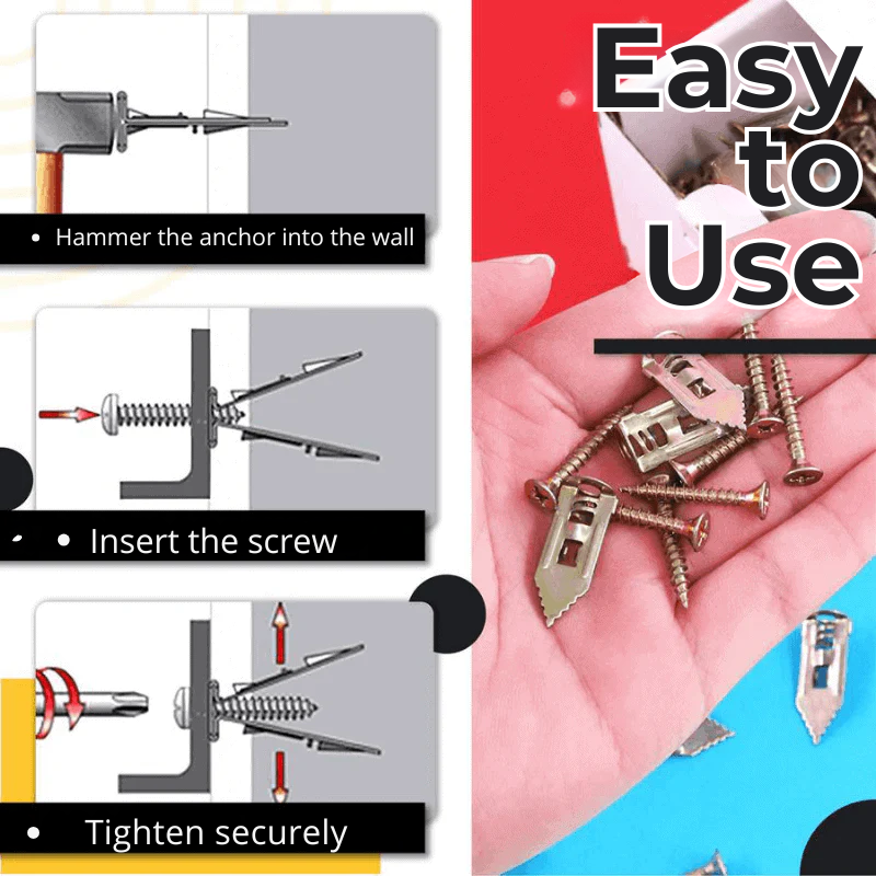 HANG-MATE – Self-Drilling Anchor Screws for Easy Wall Hanging