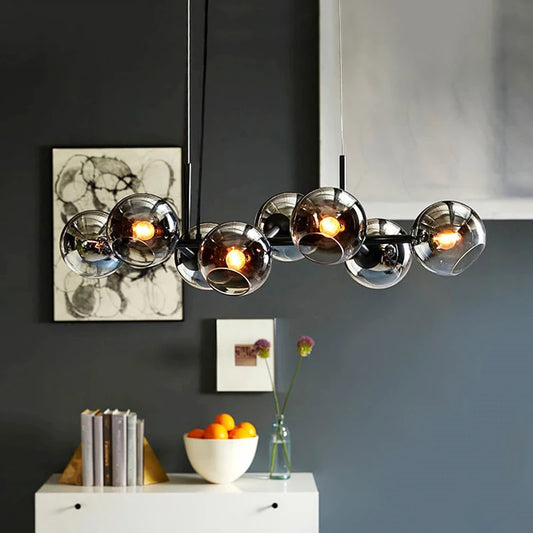 Black Glass Ball Chandelier Modern Pendant Light