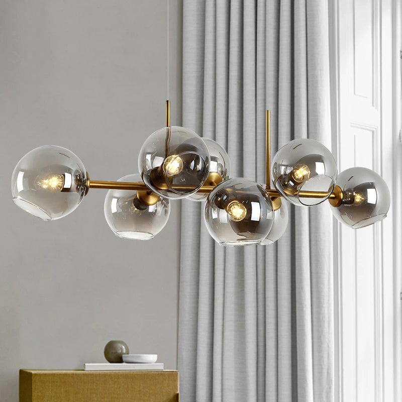 Black Glass Ball Chandelier Modern Pendant Light