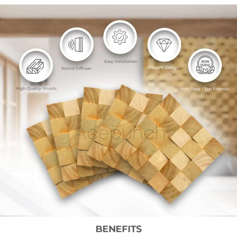 Aurora 3D Wooden Acoustic Wall Coverings – Pack of 6