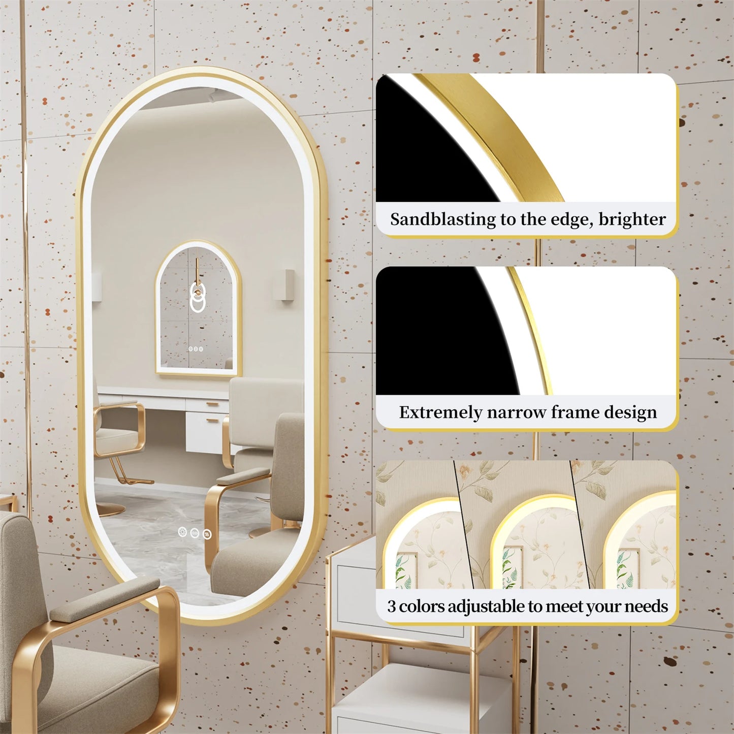 Gold Frame Oval LED Bathroom Mirror