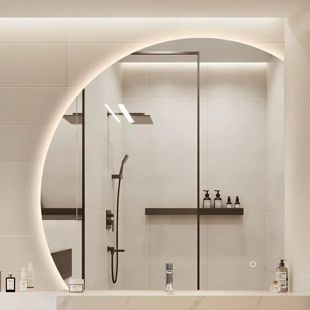 Modern Semi-Circular LED Mirror