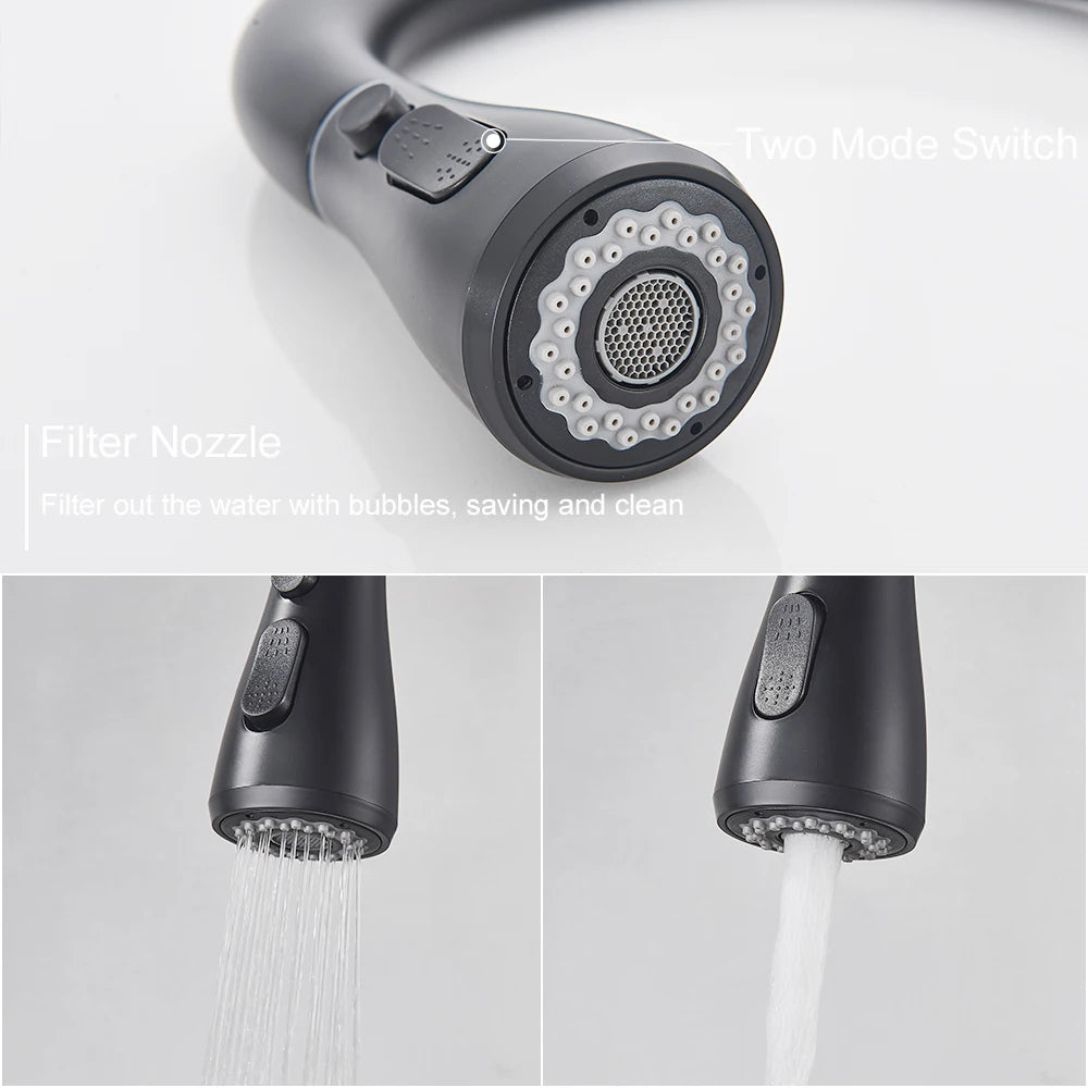 Black Pull-Out Kitchen Sink Faucet with Sprayer