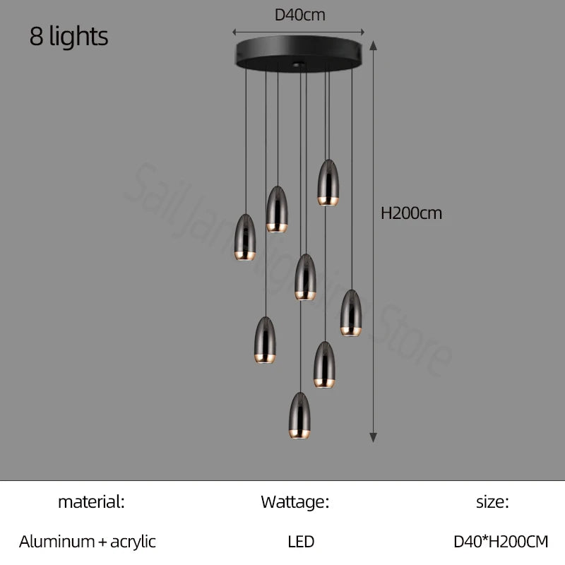 Nordic Luxury LED Stair Chandelier