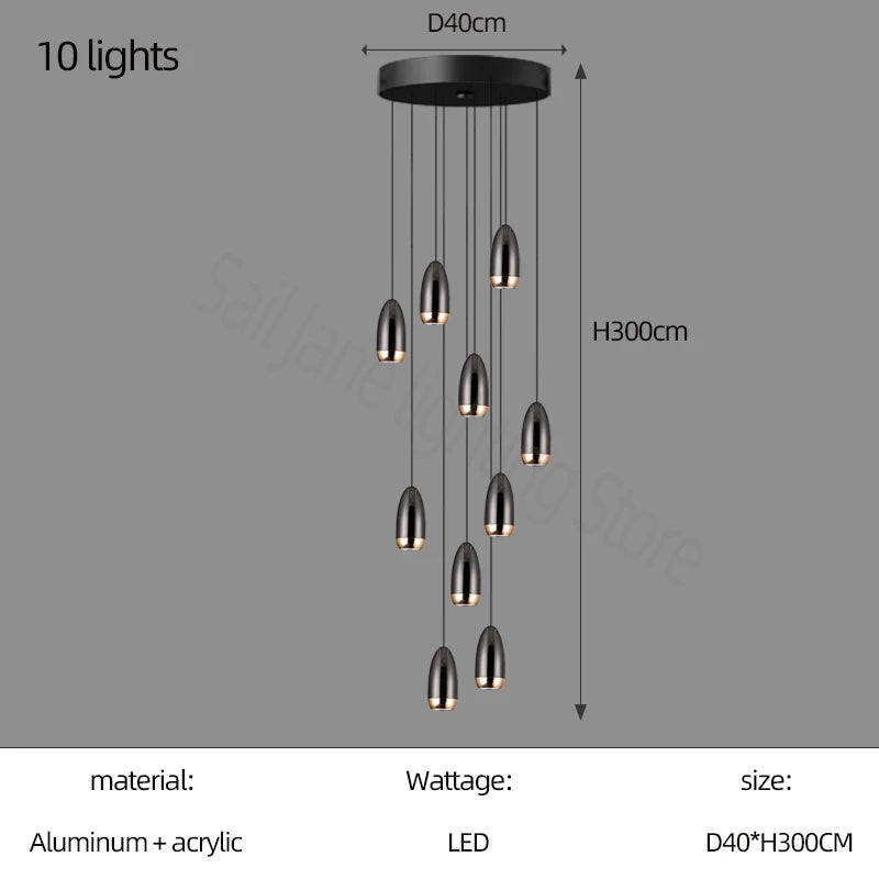 Nordic Luxury LED Stair Chandelier