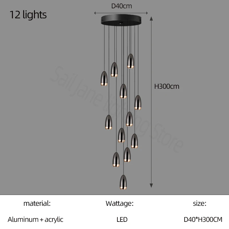 Nordic Luxury LED Stair Chandelier