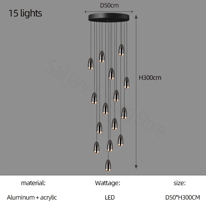 Nordic Luxury LED Stair Chandelier