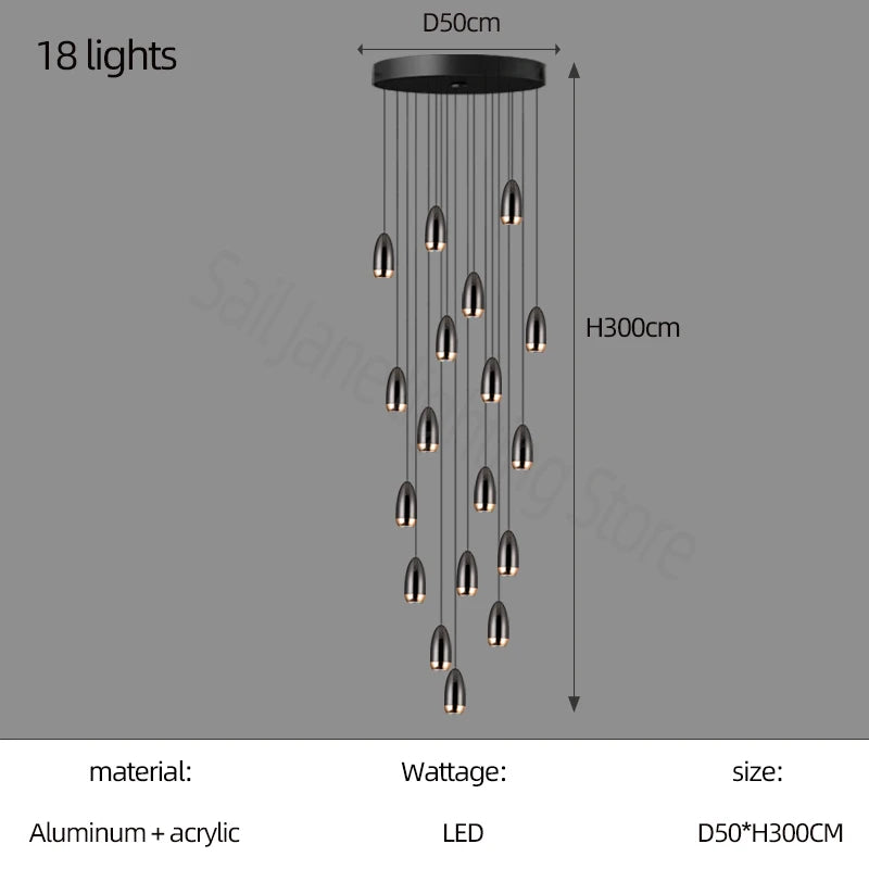 Nordic Luxury LED Stair Chandelier