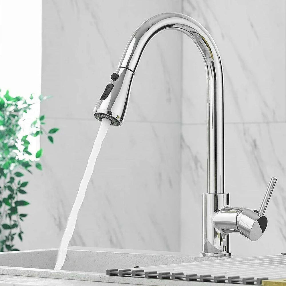 Black Pull-Out Kitchen Sink Faucet with Sprayer