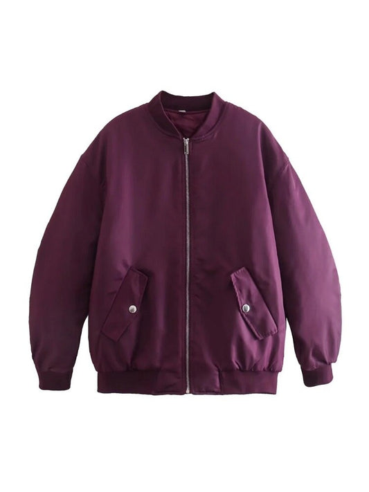 Trendy Oversized Tweed Bomber Jacket