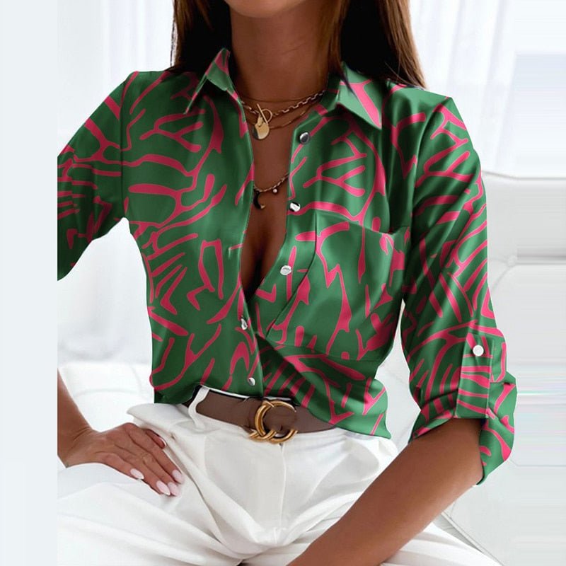 Elegant Women's Turn-Down Collar Blouse