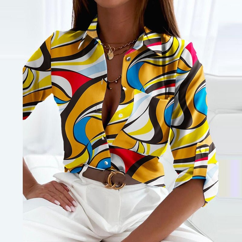 Elegant Women's Turn-Down Collar Blouse