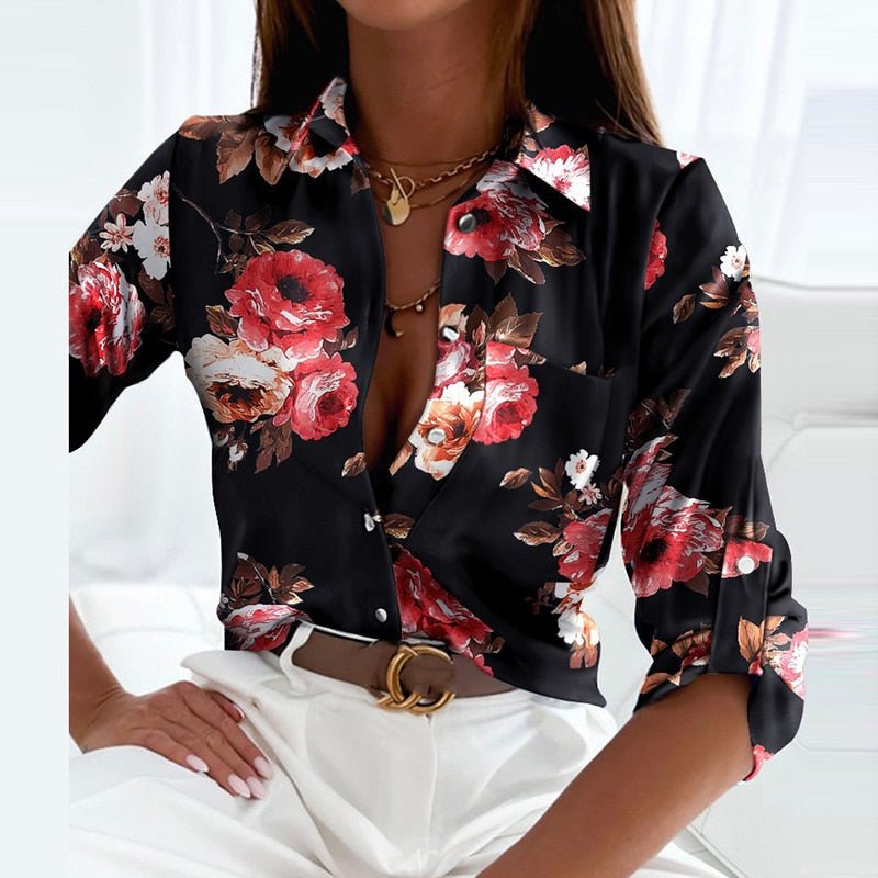 Elegant Women's Turn-Down Collar Blouse